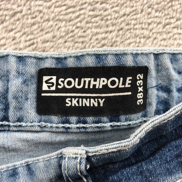 Southpole Mens Skinny Jeans Size 38x32 Blue Denim Light Wash Classic Rugged Y2K - Picture 3 of 16